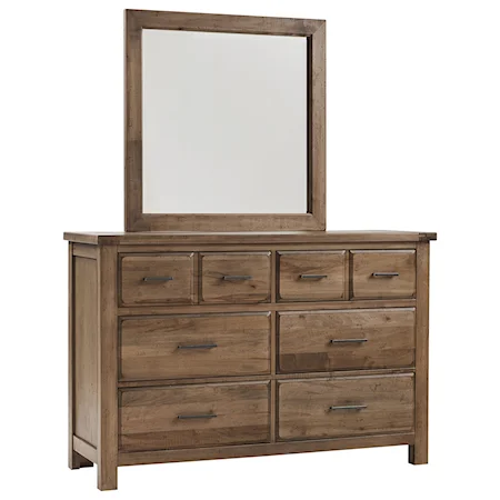 Solid Wood 6-Drawer Dresser and Mirror Set